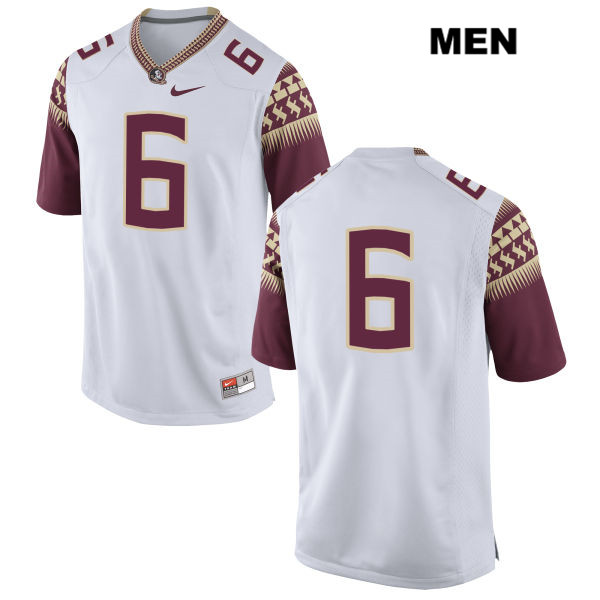 Men's NCAA Nike Florida State Seminoles #6 Tre Mckitty College No Name White Stitched Authentic Football Jersey FMD3669OR